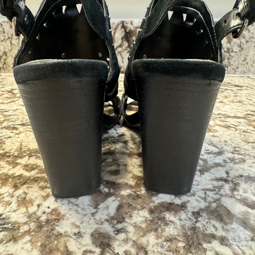 Vince Camuto Reston Sandals Womens Black Leather Block Heel Strap - Picture 10 of 10